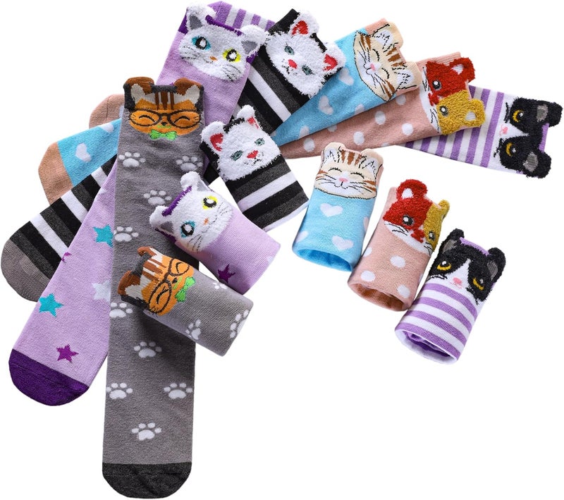 SDBING Kids Girls Knee High Socks Crazy Funny Gift Novelty Soft Cute Animal Dress Long Socks 6 Pairs - Image 3